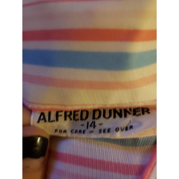 Vintage 80s Pink and Blue Striped Button Down Blouse - Picture 4 of 4